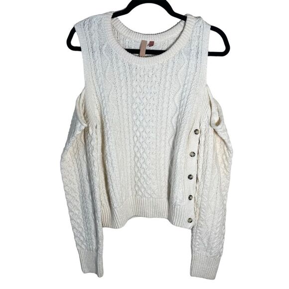 Anthropologie Cream Off-the-Shoulder Sweater - Picture 2 of 8